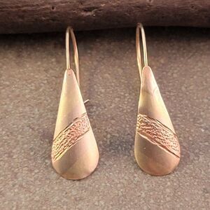Genuine Vintage 14k Yellow Gold Textured Teardrop French Wire Earrings